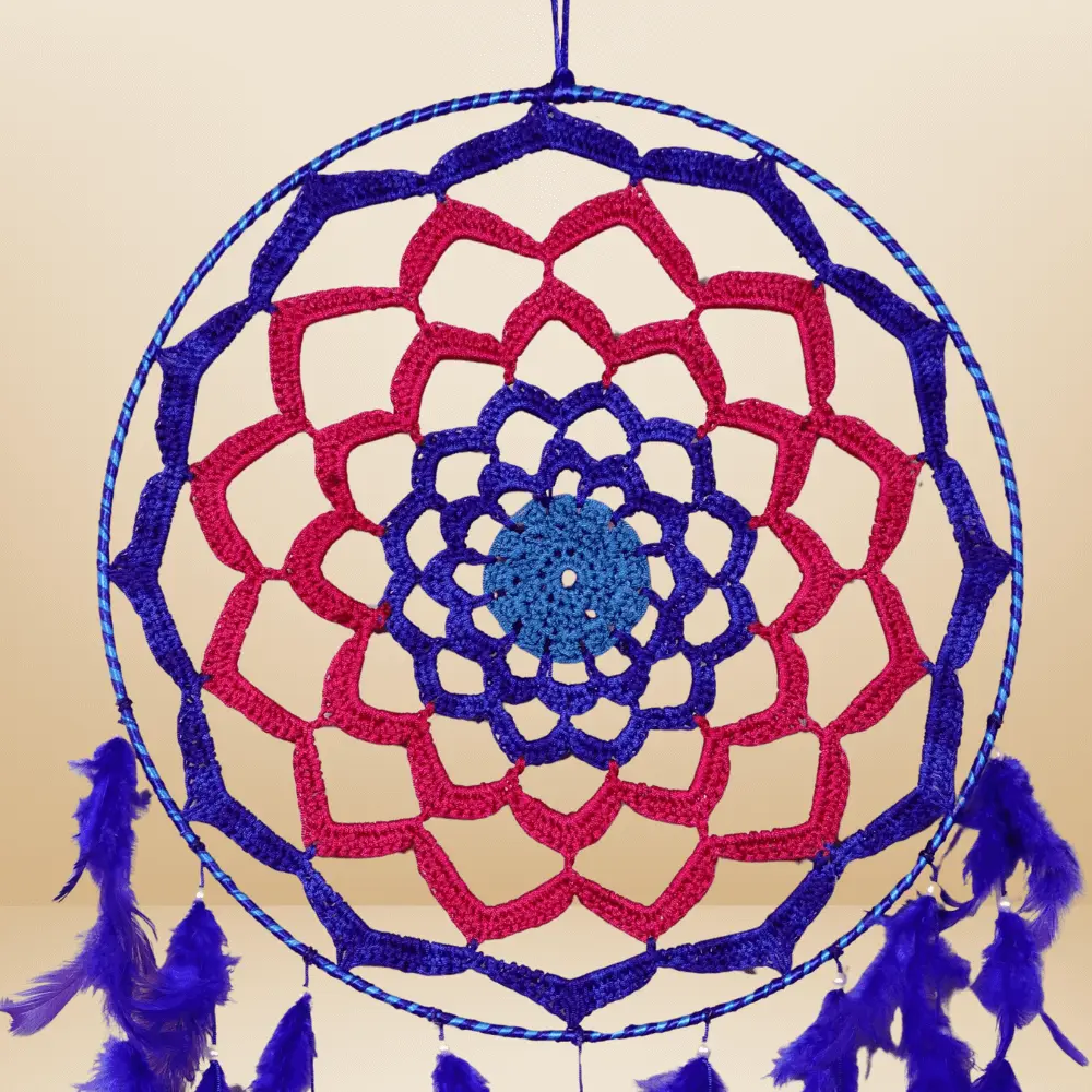 Red, Blue, and Sky Blue Feather Dream Catcher