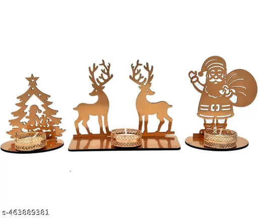 Wooden Candle Holder Christmas Festival Decor Combo