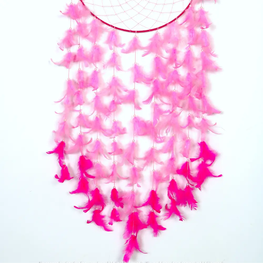 14-Inch Ring Dream Catcher with Pink Feathers