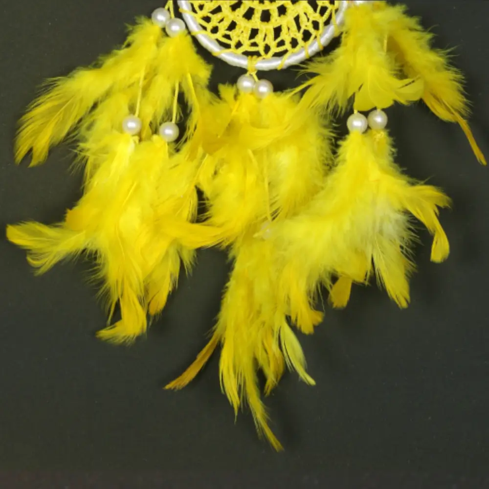 Car Dream Catcher Crosia with Yellow Feathers