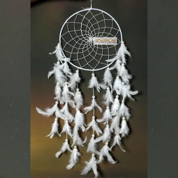 Dream Catcher White Big Ring White Feather