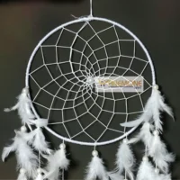 Dream Catcher White Big Ring White Feather - Image 2