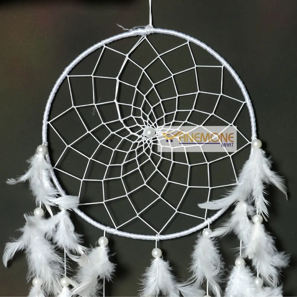 Dream Catcher White Big Ring White Feather