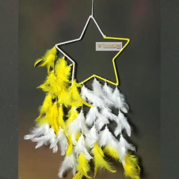 Dream Catcher with Star Ring in White & Yellow