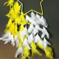 Dream Catcher with Star Ring with White & Yellow Feather - Image 3