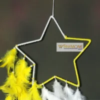 Dream Catcher with Star Ring with White & Yellow Feather - Image 2