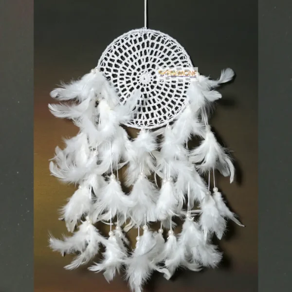 Dream catcher white crosia 6 inch