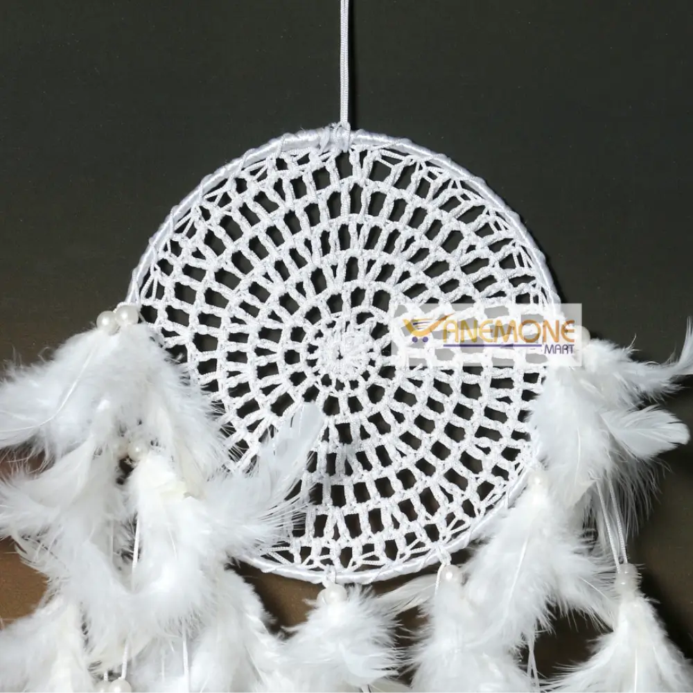 Dream catcher white crosia 6 inch ring