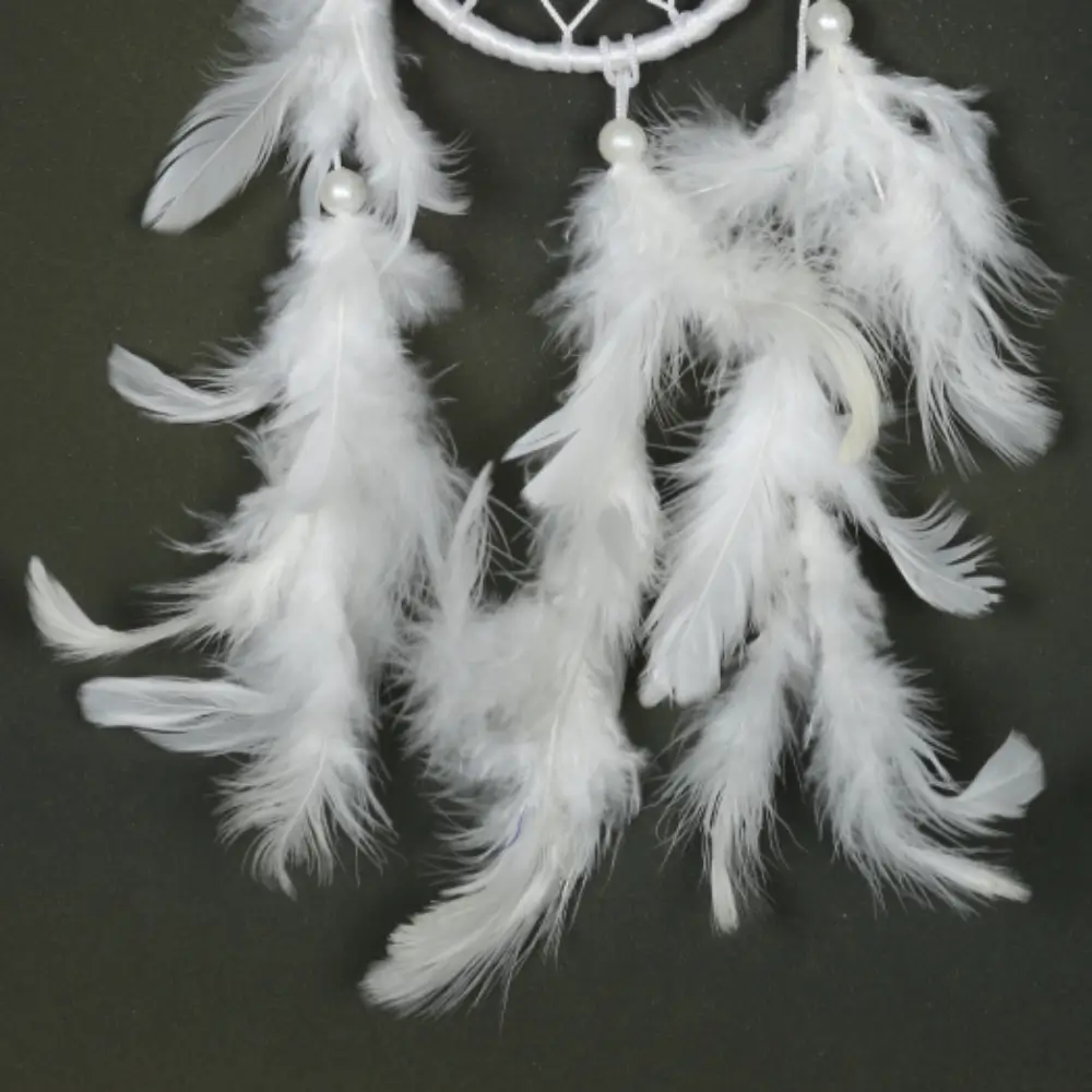 White Car Dream Catcher with White Feathers