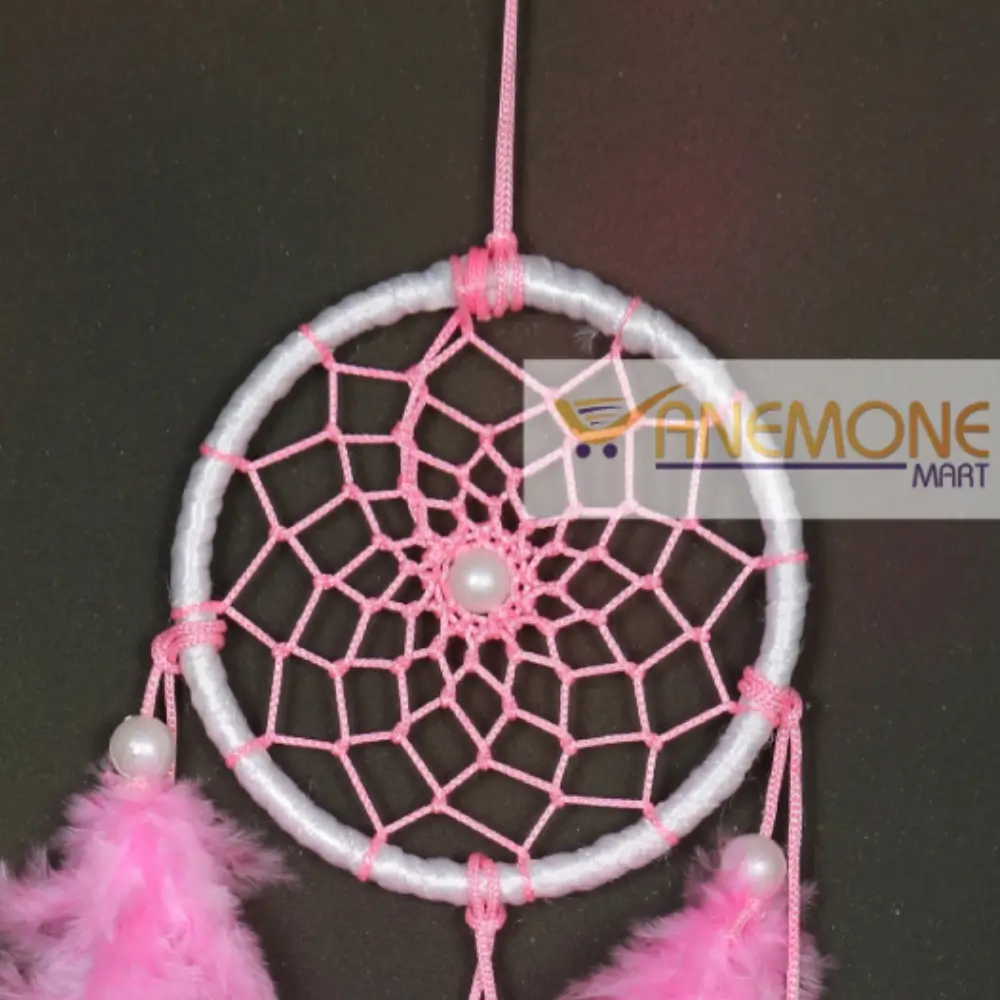 Car Dream Catcher with Baby Pink Feathers