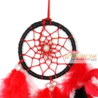 Car Dream Catcher with Red and Black Feathers - 3-Inch Ring - Image 3