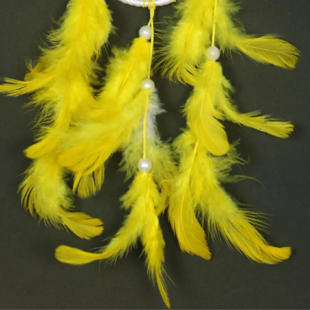 Car Dream Catcher with Yellow Feathers