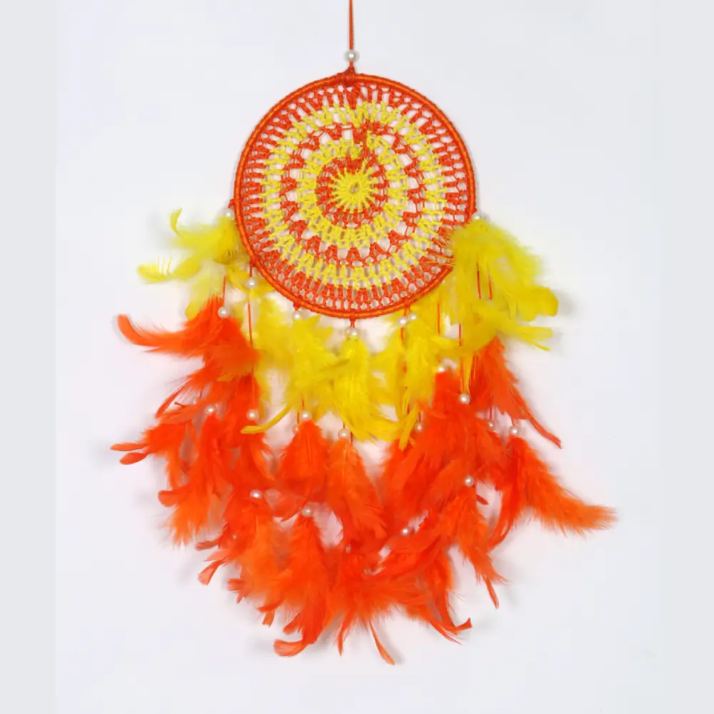 Dream Catcher with CROSIA Web and Orange Yellow Feather