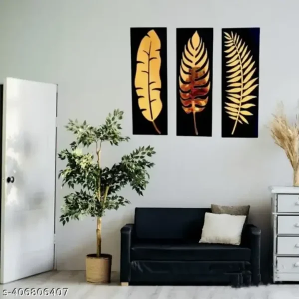 Golden Leaf Wall Art Pack of 3