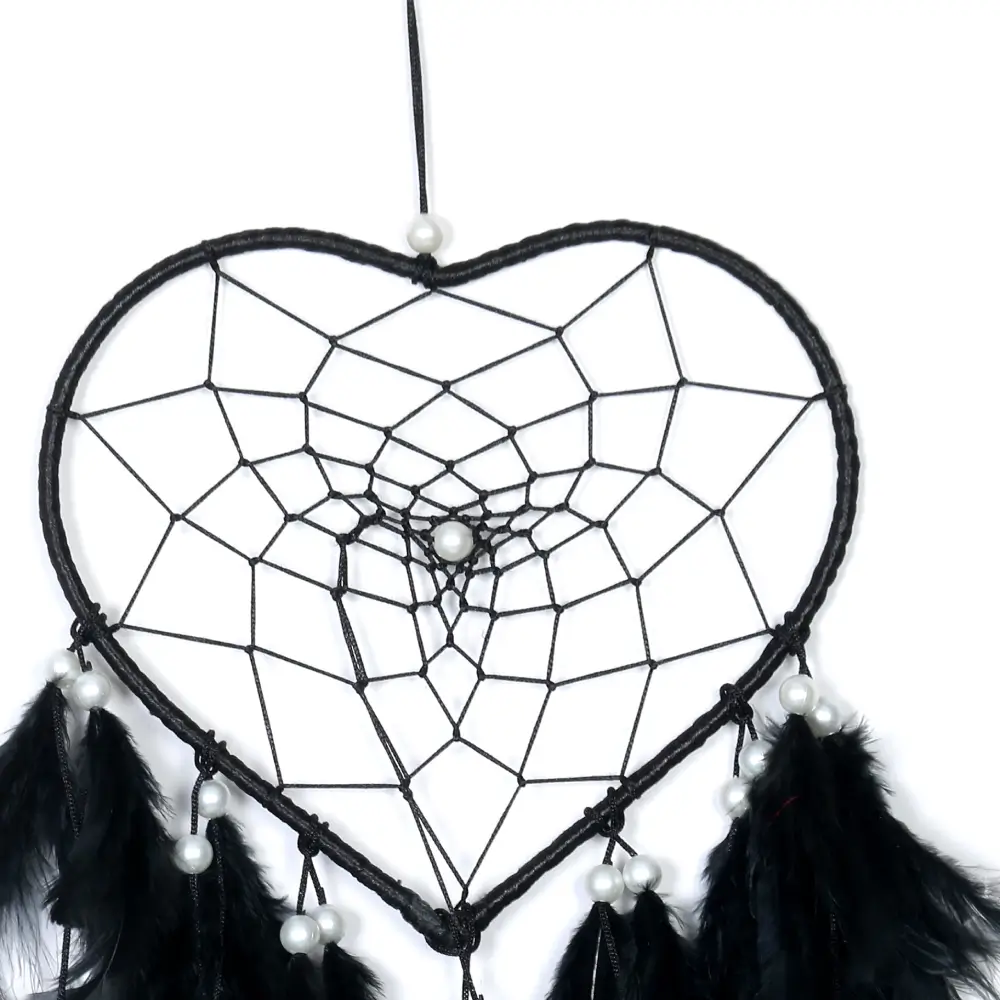 Heart Shape Black Feather Dream Catcher - Image 3